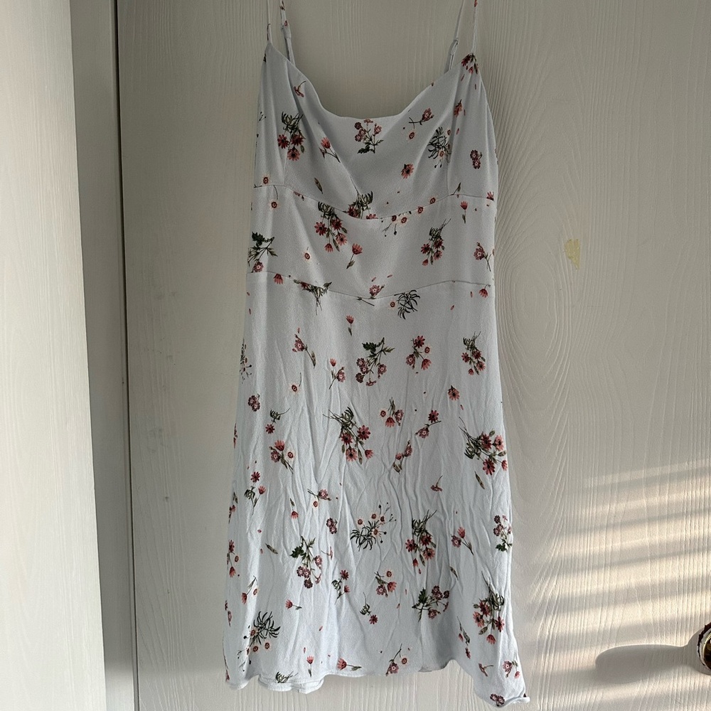 Sunday Best White Dress with Red Floral Design